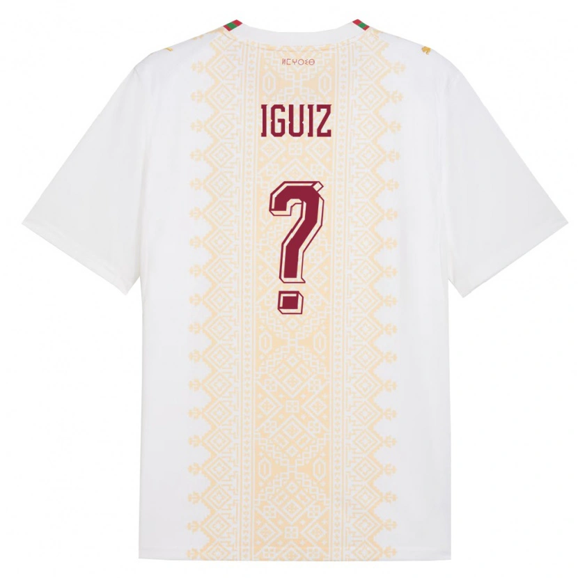 Danxen Women Morocco Yahya Iguiz #0 White Gold Red Away Jersey 26-28 T-Shirt