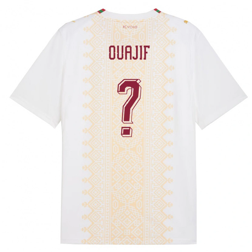 Danxen Women Morocco Naël Ouajif #0 White Gold Red Away Jersey 26-28 T-Shirt