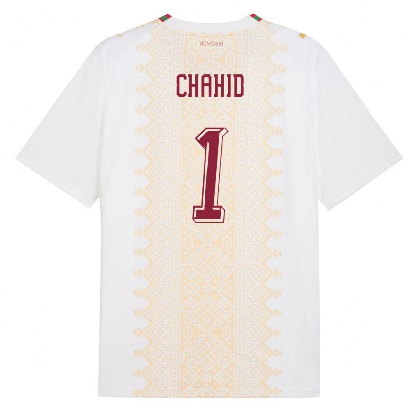 Danxen Women Morocco Nabil Chahid #1 White Gold Red Away Jersey 26-28 T-Shirt