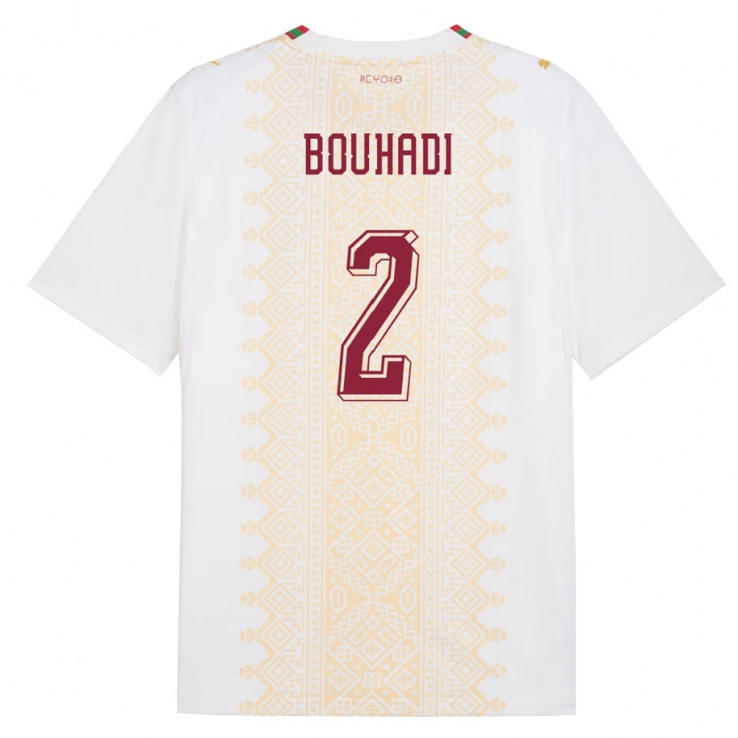 Danxen Women Morocco Hamza Bouhaddi #2 White Gold Red Away Jersey 26-28 T-Shirt
