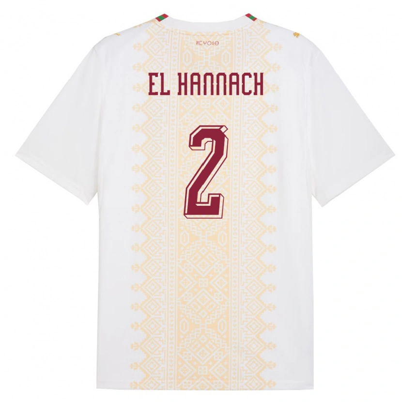 Danxen Women Morocco Naoufel El Hannach #2 White Gold Red Away Jersey 26-28 T-Shirt