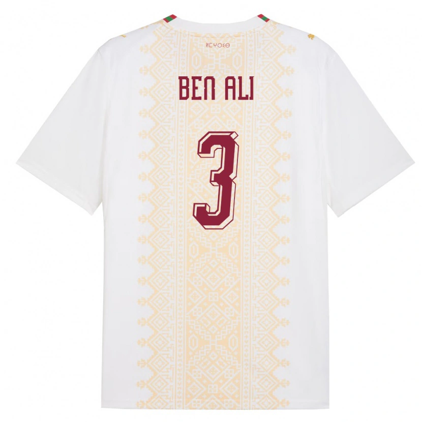 Danxen Women Morocco Salim Ben Ali #3 White Gold Red Away Jersey 26-28 T-Shirt