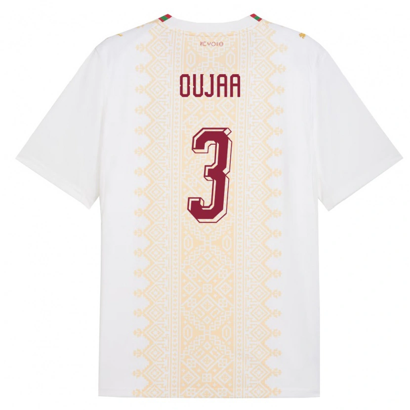 Danxen Women Morocco Shmssdine Oujaa #3 White Gold Red Away Jersey 26-28 T-Shirt