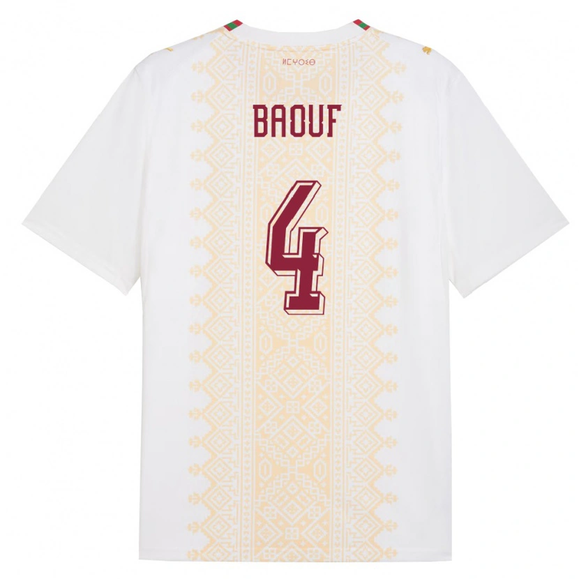 Danxen Women Morocco Ismaël Baouf #4 White Gold Red Away Jersey 26-28 T-Shirt