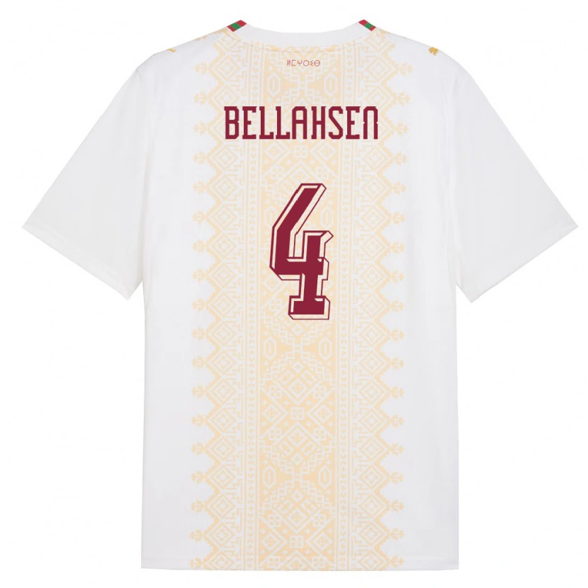 Danxen Women Morocco Joseph Bellahsen #4 White Gold Red Away Jersey 26-28 T-Shirt