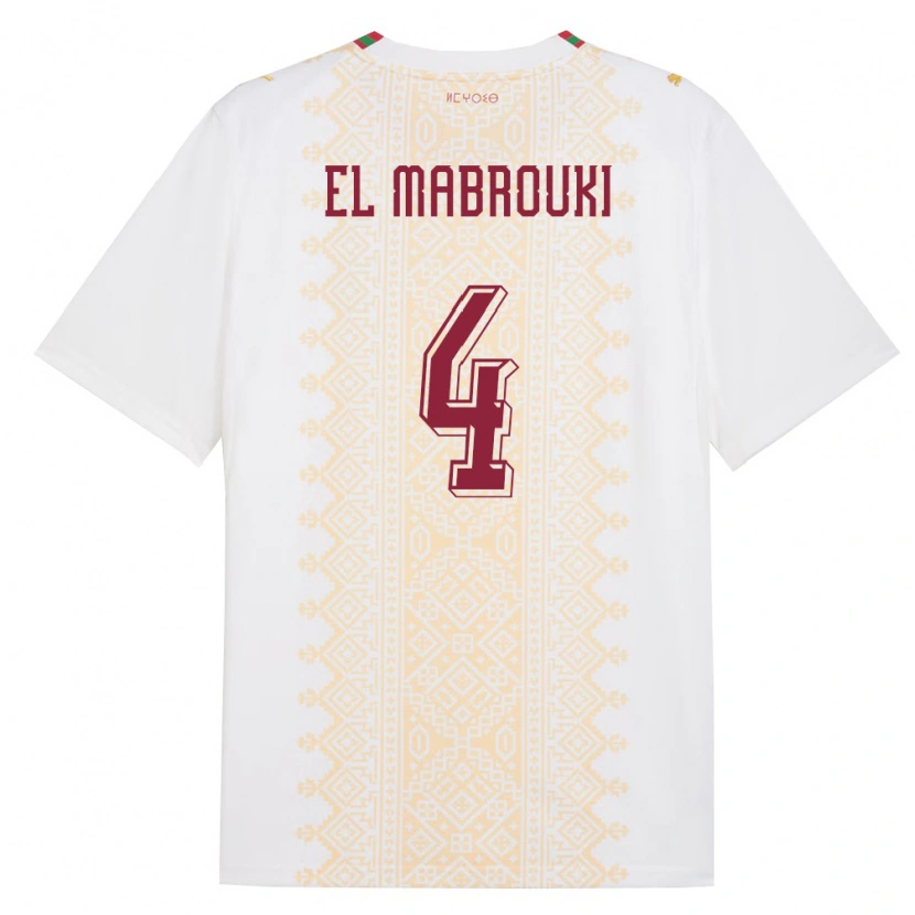 Danxen Women Morocco Imran El Mabrouki #4 White Gold Red Away Jersey 26-28 T-Shirt