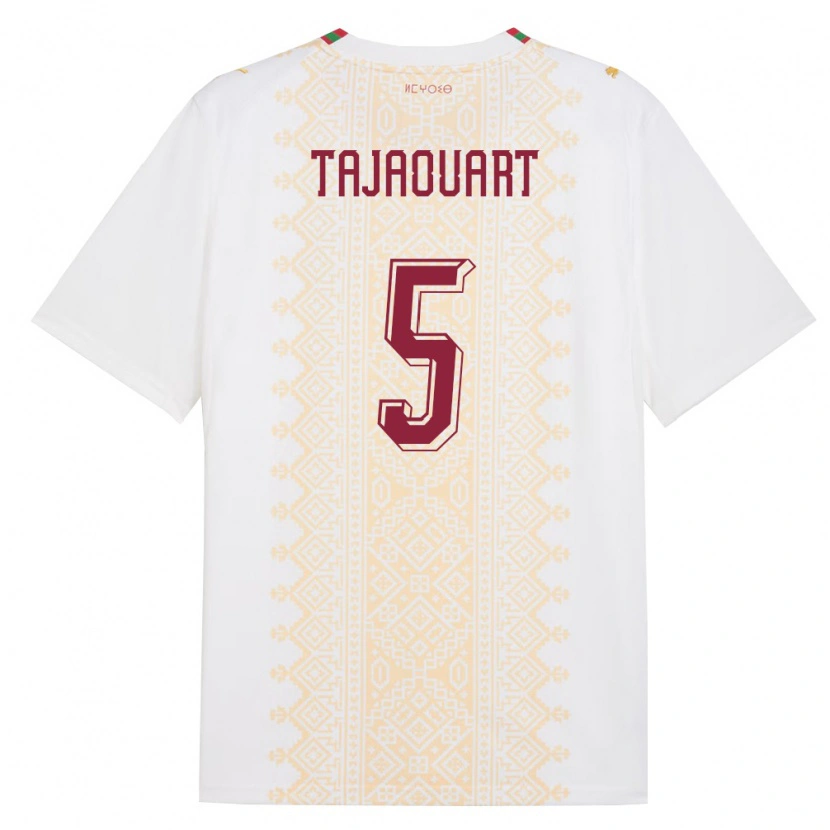 Danxen Women Morocco Anas Tajaouart #5 White Gold Red Away Jersey 26-28 T-Shirt