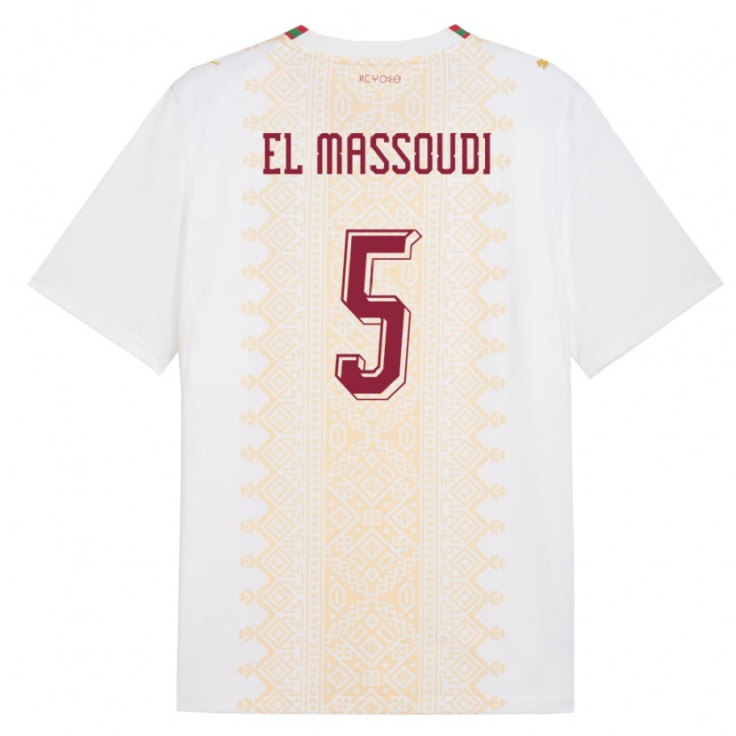 Danxen Women Morocco Nassim El Massoudi #5 White Gold Red Away Jersey 26-28 T-Shirt
