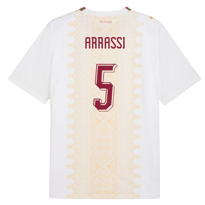 Danxen Women Morocco Bouchaib Arrassi #5 White Gold Red Away Jersey 26-28 T-Shirt