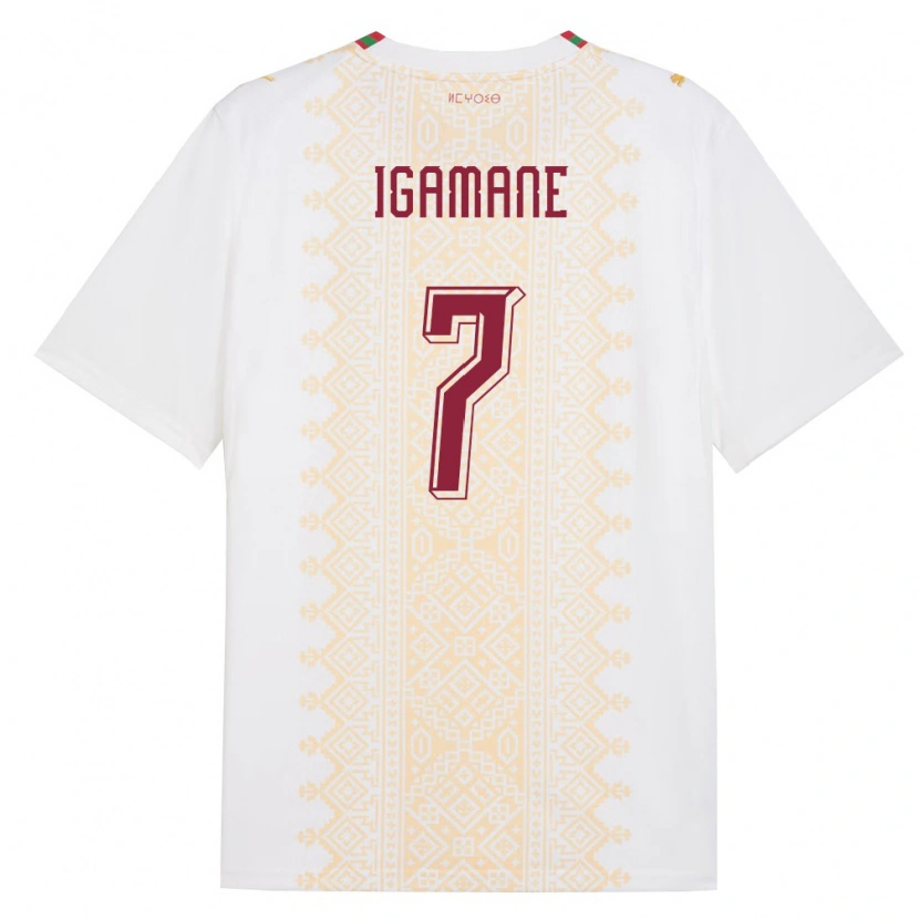 Danxen Women Morocco Hamza Igamane #7 White Gold Red Away Jersey 26-28 T-Shirt