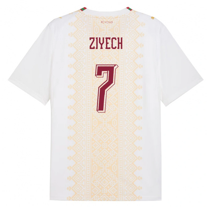 Danxen Women Morocco Hakim Ziyech #7 White Gold Red Away Jersey 26-28 T-Shirt