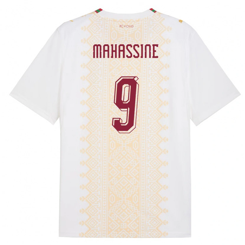 Danxen Women Morocco Rayan Mahassine #9 White Gold Red Away Jersey 26-28 T-Shirt
