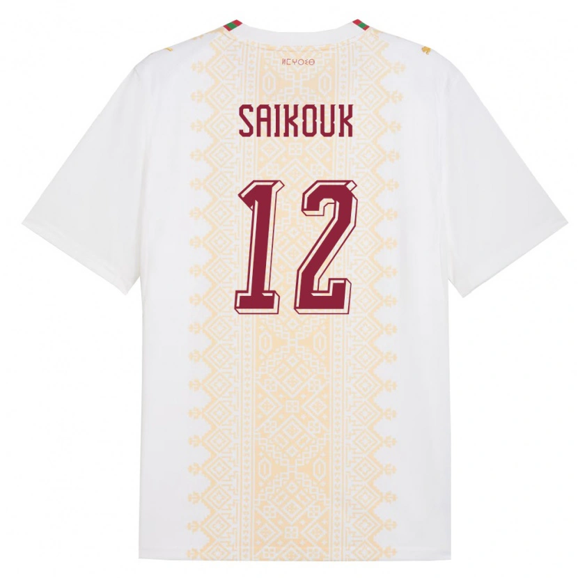 Danxen Women Morocco Walid Saikouk #12 White Gold Red Away Jersey 26-28 T-Shirt