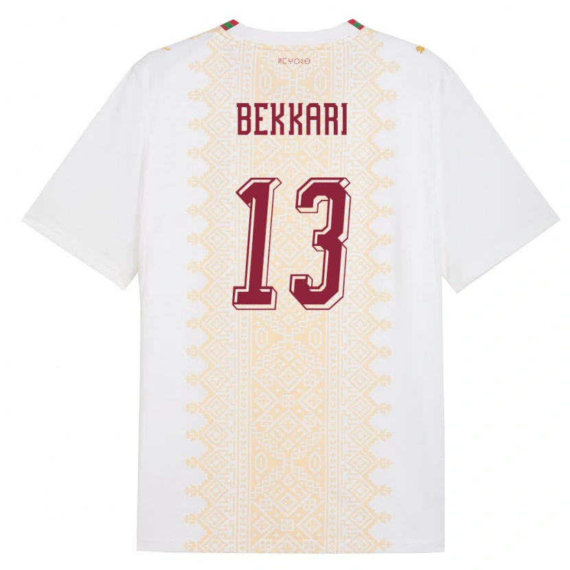 Danxen Women Morocco Amine Bekkari #13 White Gold Red Away Jersey 26-28 T-Shirt