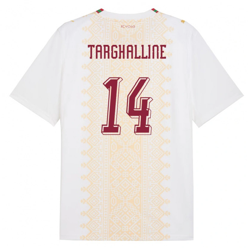 Danxen Women Morocco Oussama Targhalline #14 White Gold Red Away Jersey 26-28 T-Shirt