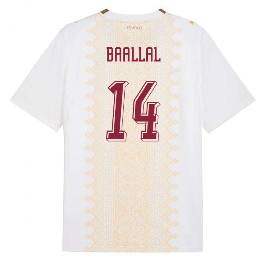 Danxen Women Morocco Adam Baallal #14 White Gold Red Away Jersey 26-28 T-Shirt