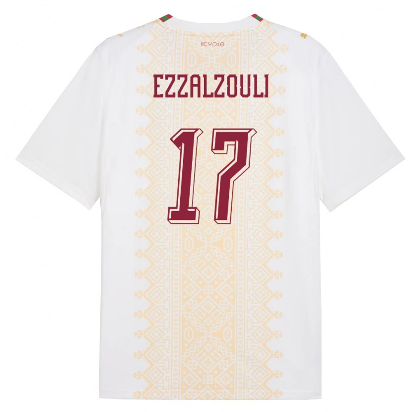 Danxen Women Morocco Abde Ezzalzouli #17 White Gold Red Away Jersey 26-28 T-Shirt
