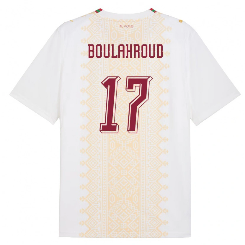 Danxen Women Morocco Charaf Eddine Boulahroud #17 White Gold Red Away Jersey 26-28 T-Shirt
