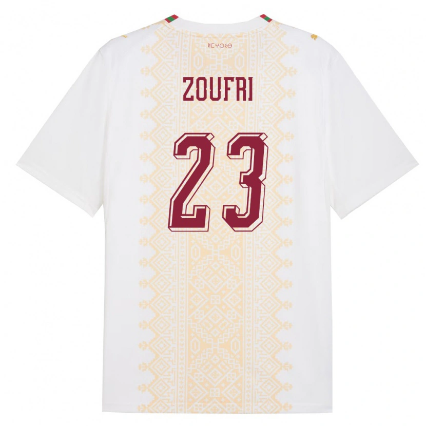 Danxen Women Morocco Rayen Zoufri #23 White Gold Red Away Jersey 26-28 T-Shirt