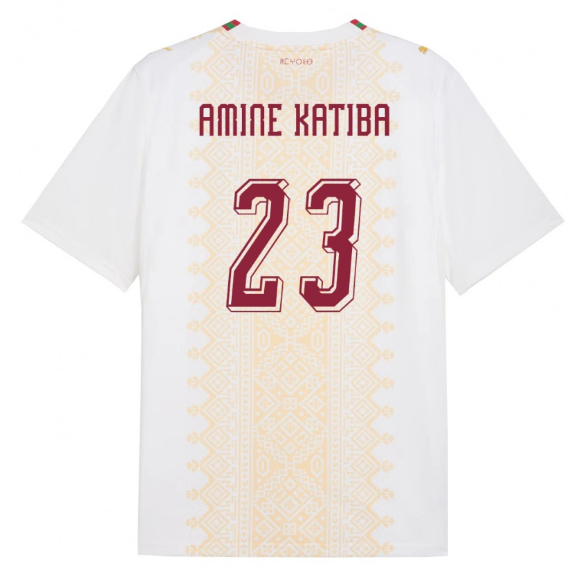 Danxen Women Morocco Mohamed Amine Katiba #23 White Gold Red Away Jersey 26-28 T-Shirt