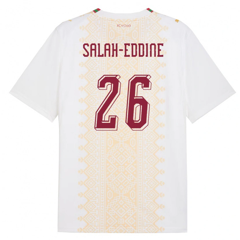 Danxen Women Morocco Anass Salah-Eddine #26 White Gold Red Away Jersey 26-28 T-Shirt