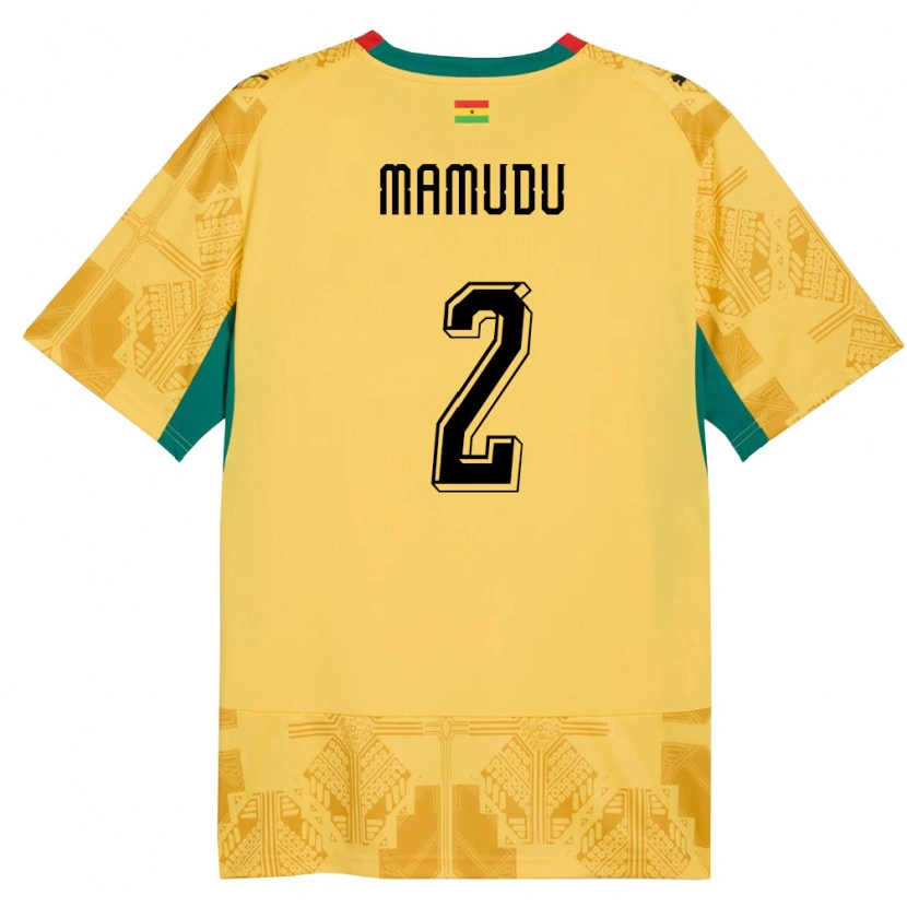 Danxen Women Ghana Kamaradini Mamudu #2 Yellow Red Black Away Jersey 26-28 T-Shirt