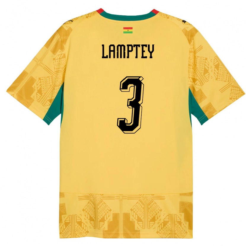 Danxen Women Ghana Tariq Lamptey #3 Yellow Red Black Away Jersey 26-28 T-Shirt
