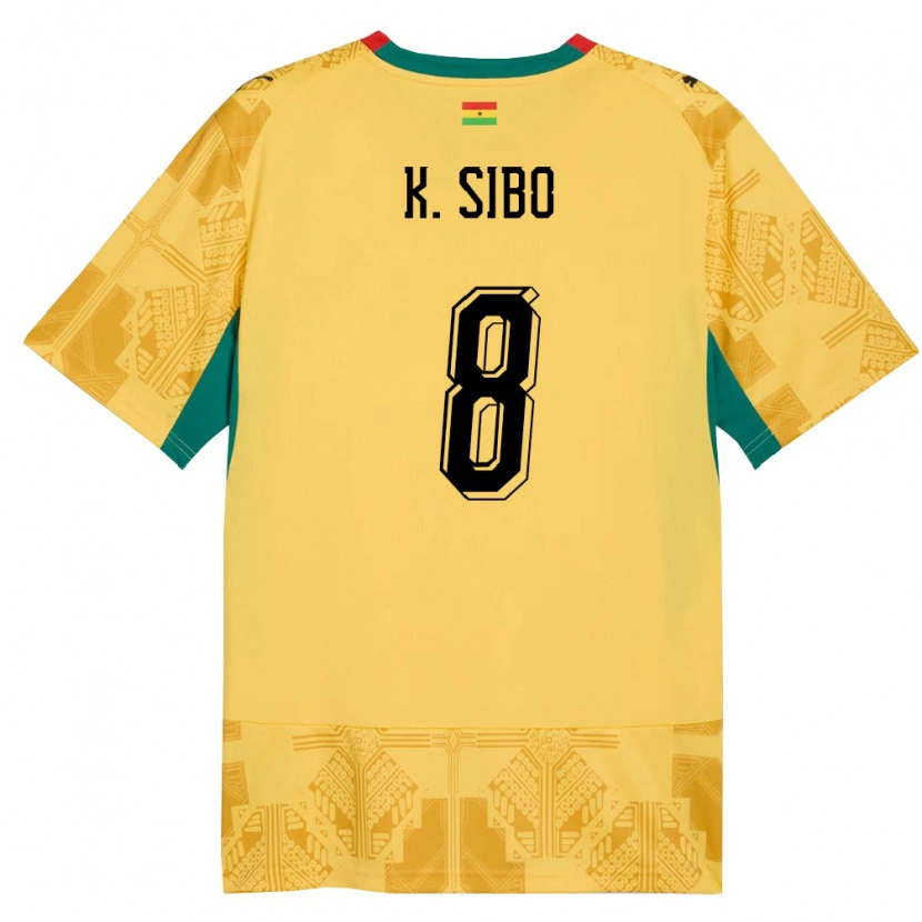 Danxen Women Ghana Kwasi Sibo #8 Yellow Red Black Away Jersey 26-28 T-Shirt