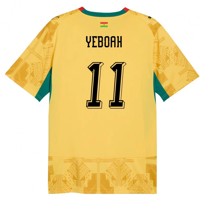 Danxen Women Ghana Emmanuel Yeboah #11 Yellow Red Black Away Jersey 26-28 T-Shirt