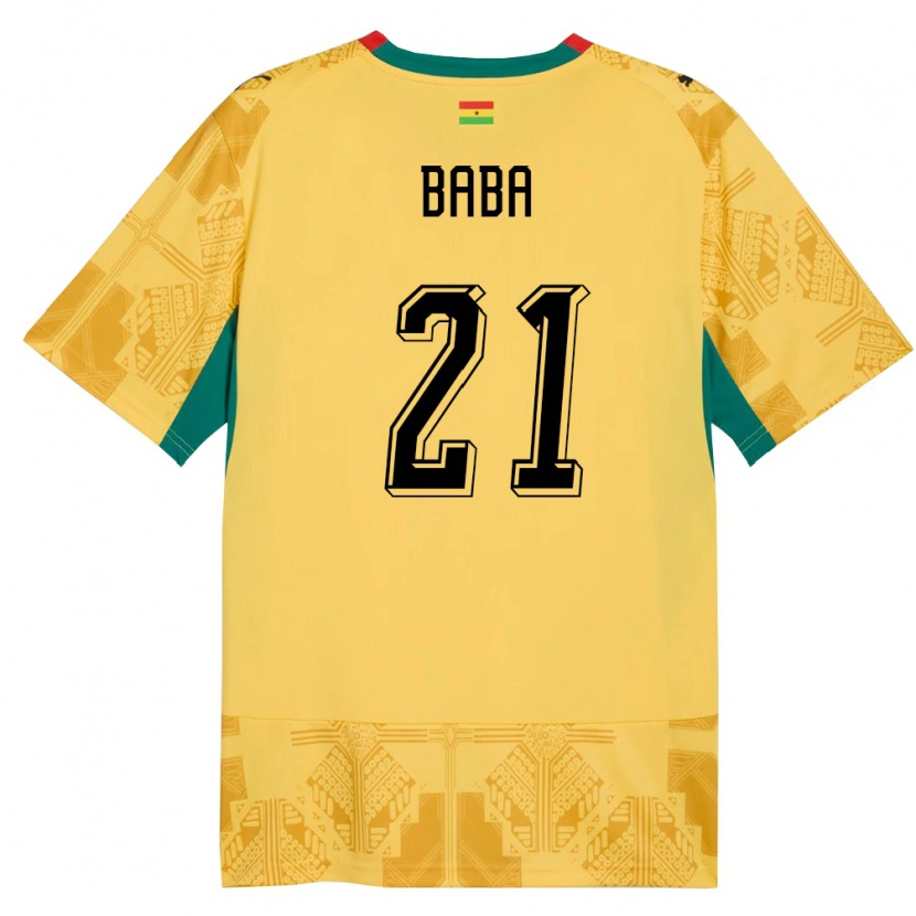 Danxen Women Ghana Iddrisu Baba #21 Yellow Red Black Away Jersey 26-28 T-Shirt