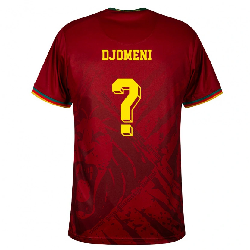 Danxen Women Cameroon Eric Djomeni #0 Deep Red Green Yellow Away Jersey 26-28 T-Shirt