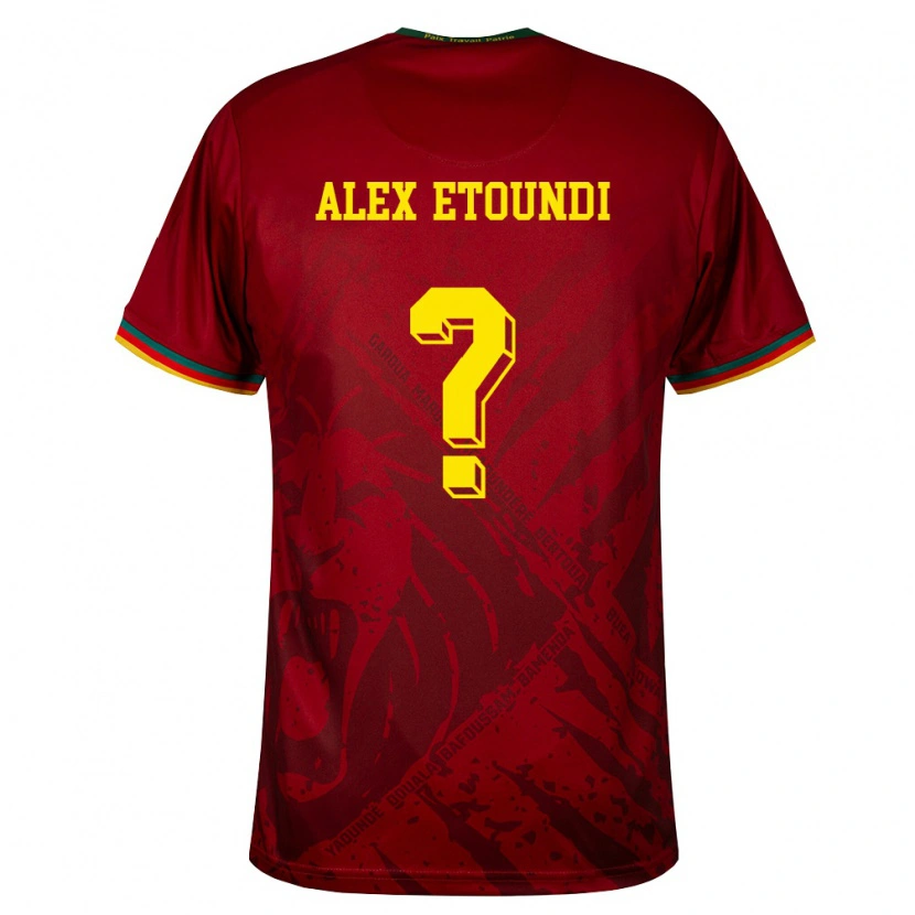 Danxen Women Cameroon Marcelo Alex Etoundi #0 Deep Red Green Yellow Away Jersey 26-28 T-Shirt