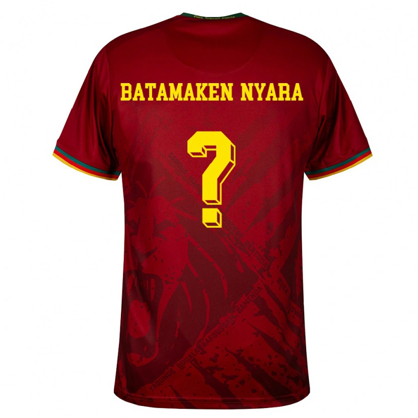 Danxen Women Cameroon Joe Batamaken Nyara #0 Deep Red Green Yellow Away Jersey 26-28 T-Shirt
