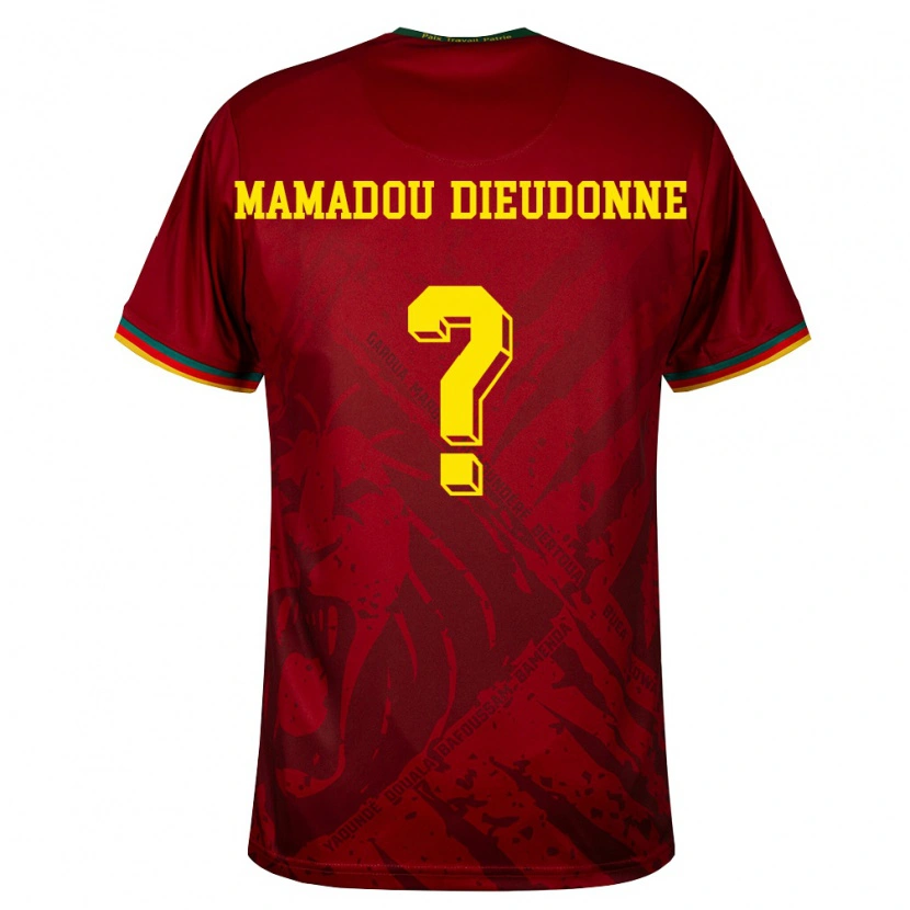 Danxen Women Cameroon Malik Mamadou Dieudonne #0 Deep Red Green Yellow Away Jersey 26-28 T-Shirt