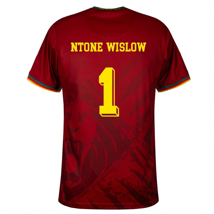 Danxen Women Cameroon Junior Hecube Ntone Wislow #1 Deep Red Green Yellow Away Jersey 26-28 T-Shirt