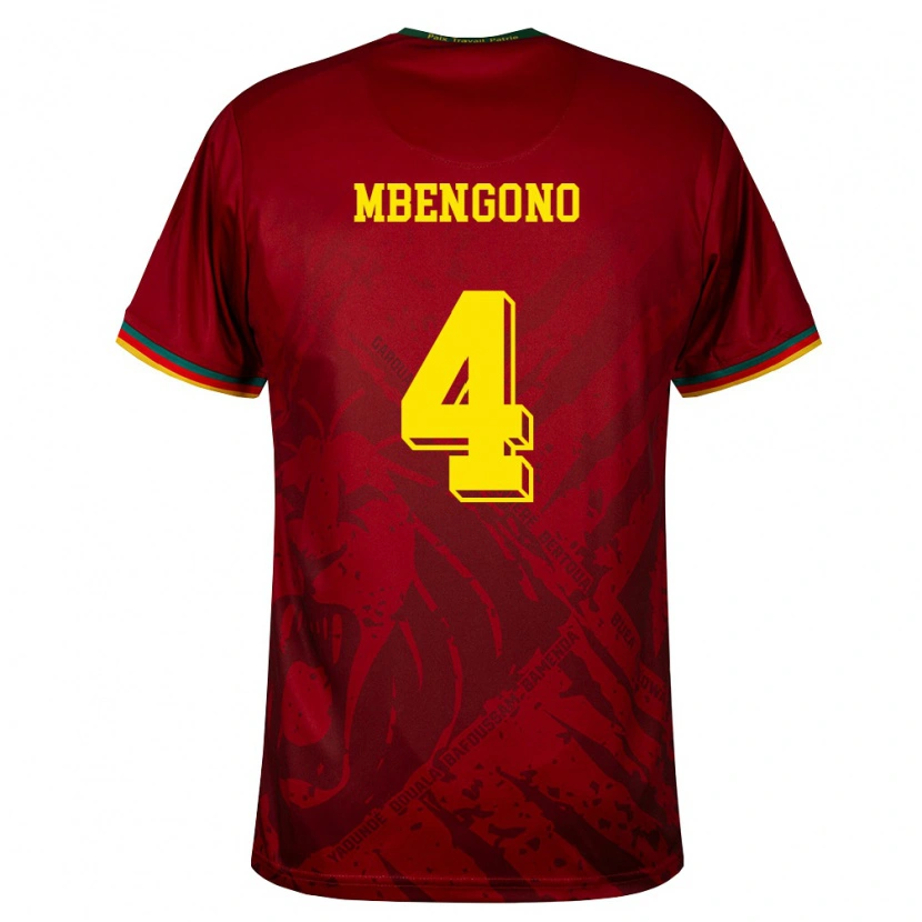 Danxen Women Cameroon Catherine Mbengono #4 Deep Red Green Yellow Away Jersey 26-28 T-Shirt