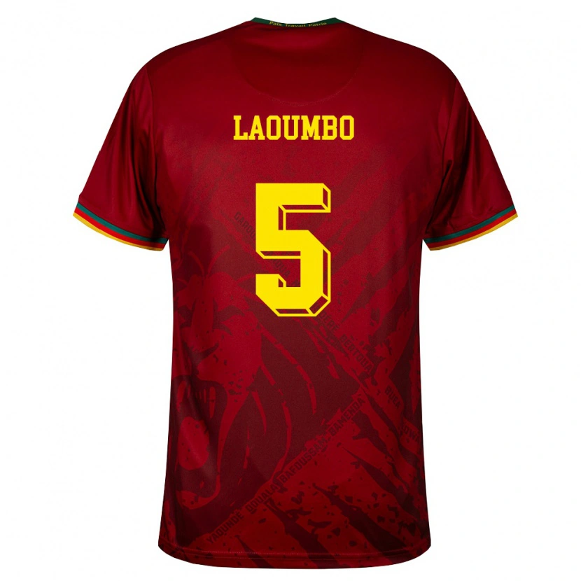 Danxen Women Cameroon Bere Laoumbo #5 Deep Red Green Yellow Away Jersey 26-28 T-Shirt