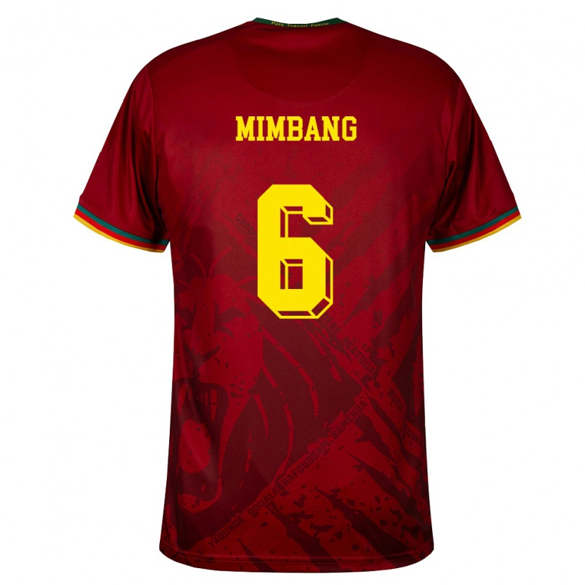 Danxen Women Cameroon David Mimbang #6 Deep Red Green Yellow Away Jersey 26-28 T-Shirt