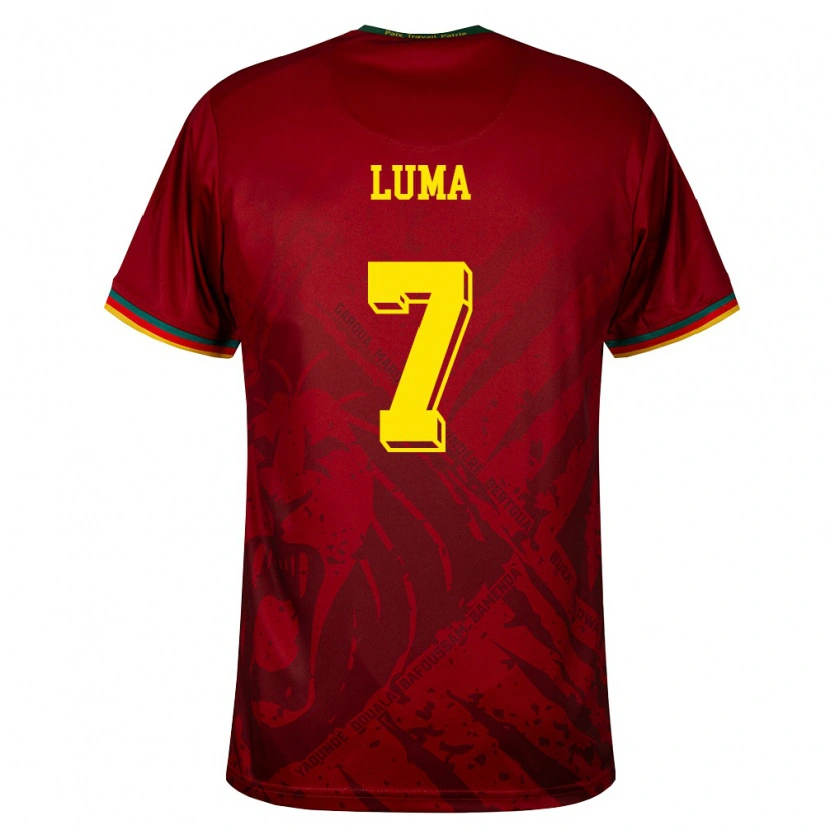 Danxen Women Cameroon Franck Luma #7 Deep Red Green Yellow Away Jersey 26-28 T-Shirt