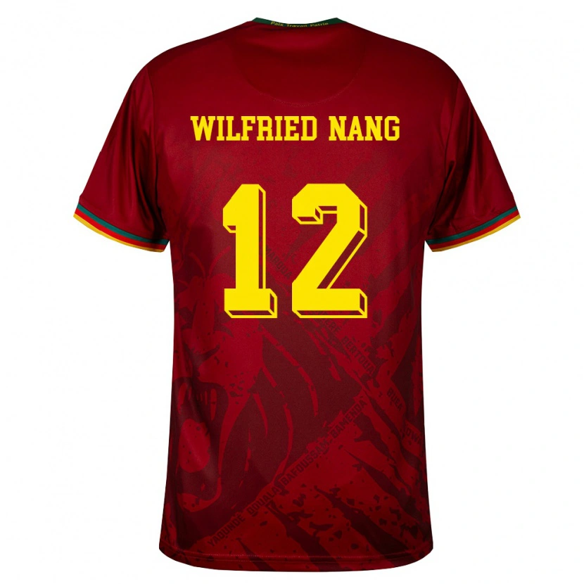 Danxen Women Cameroon Toni Wilfried Nang #12 Deep Red Green Yellow Away Jersey 26-28 T-Shirt