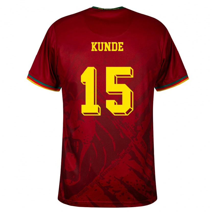 Danxen Women Cameroon Pierre Kunde Malong #15 Deep Red Green Yellow Away Jersey 26-28 T-Shirt
