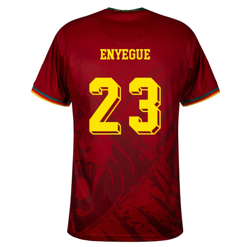 Danxen Women Cameroon Regine Enyegue #23 Deep Red Green Yellow Away Jersey 26-28 T-Shirt