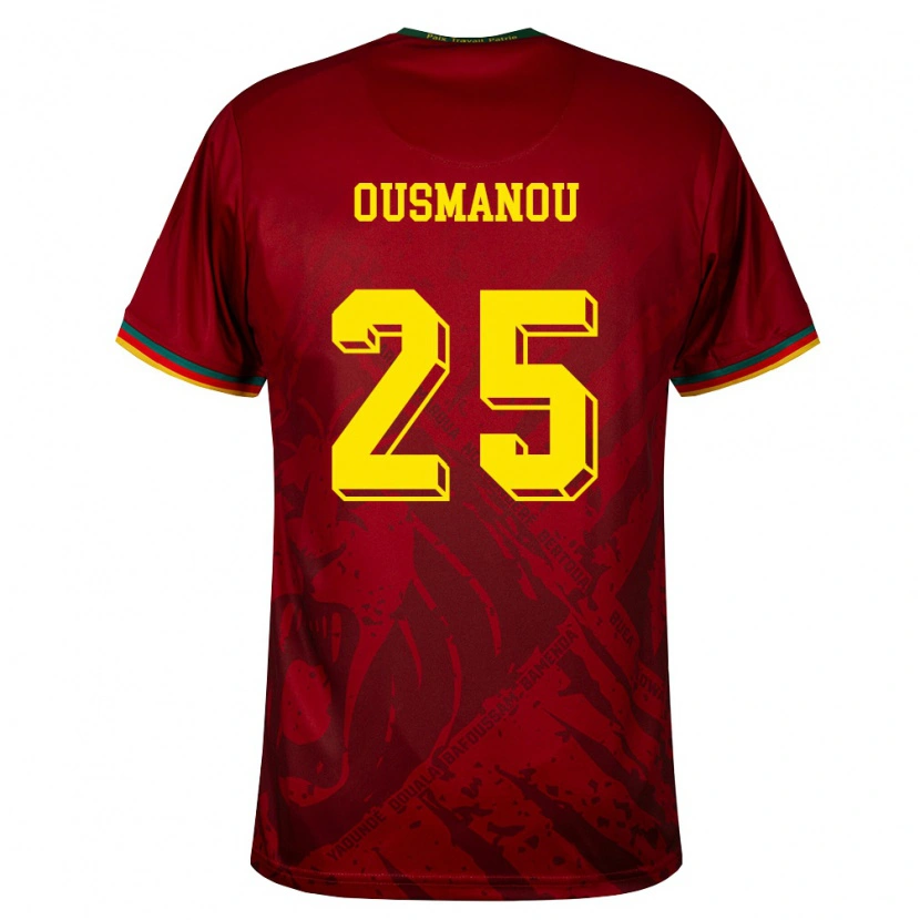 Danxen Women Cameroon Doudou Ousmanou #25 Deep Red Green Yellow Away Jersey 26-28 T-Shirt