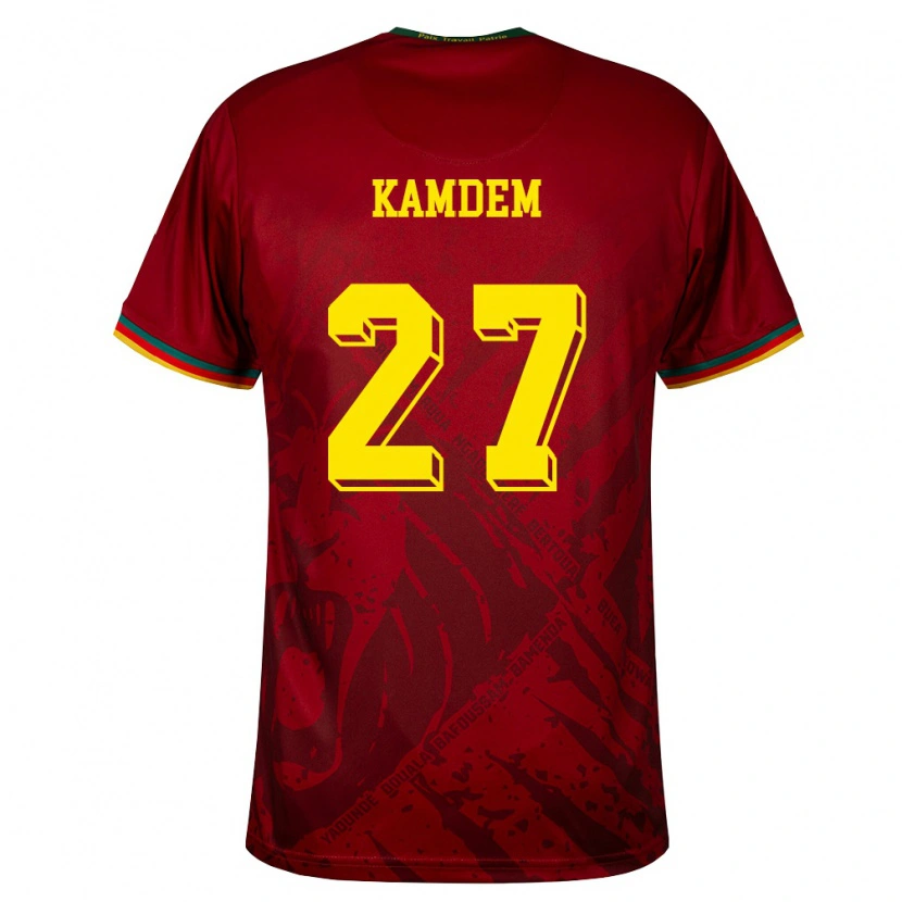 Danxen Women Cameroon Arnold Maël Kamdem #27 Deep Red Green Yellow Away Jersey 26-28 T-Shirt