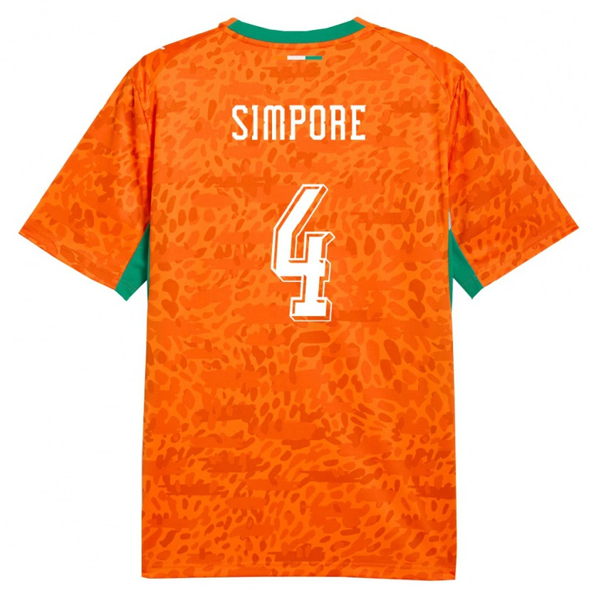 Danxen Kid Ivory Coast Eric Simpore #4 Orange Green White Home Jersey 26-28 T-Shirt