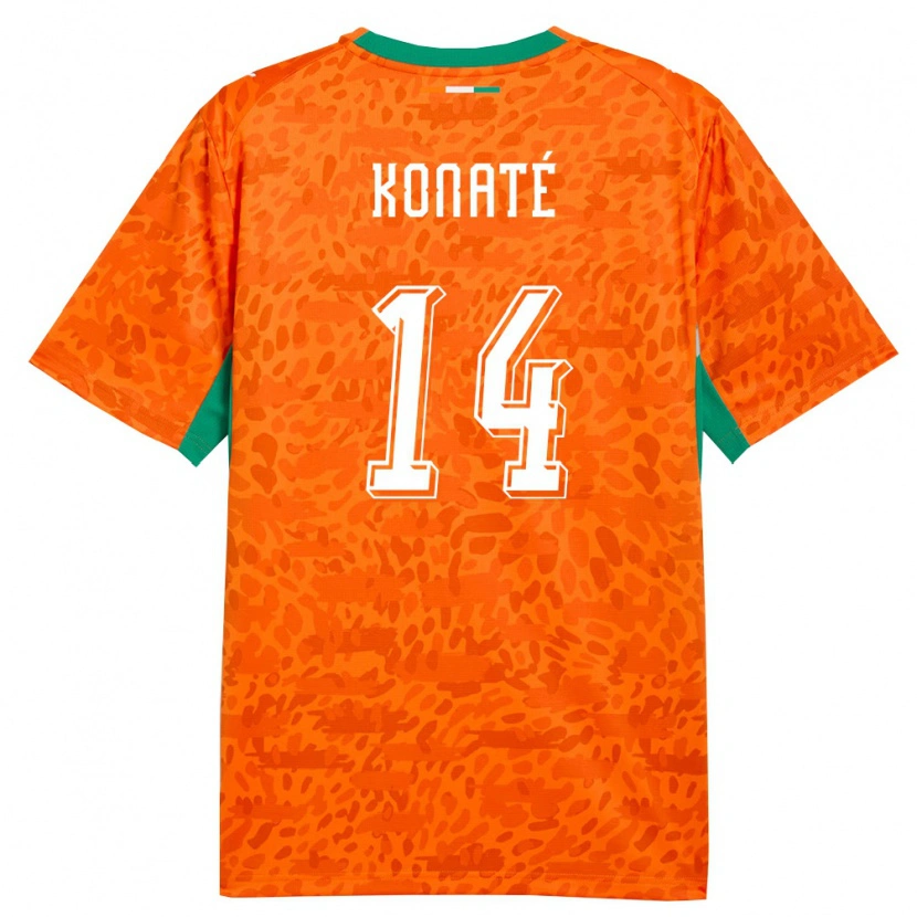 Danxen Kid Ivory Coast Abdramane Konaté #14 Orange Green White Home Jersey 26-28 T-Shirt