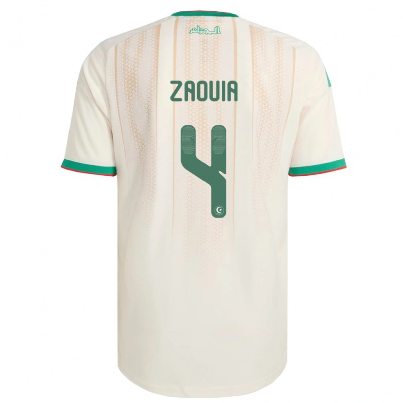 Danxen Kid Algeria Mohammed El Amine Zaouia #4 Off-White Green Red Home Jersey 26-28 T-Shirt