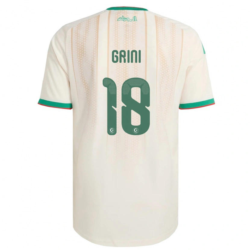 Danxen Kid Algeria Ilyes Grini #18 Off-White Green Red Home Jersey 26-28 T-Shirt