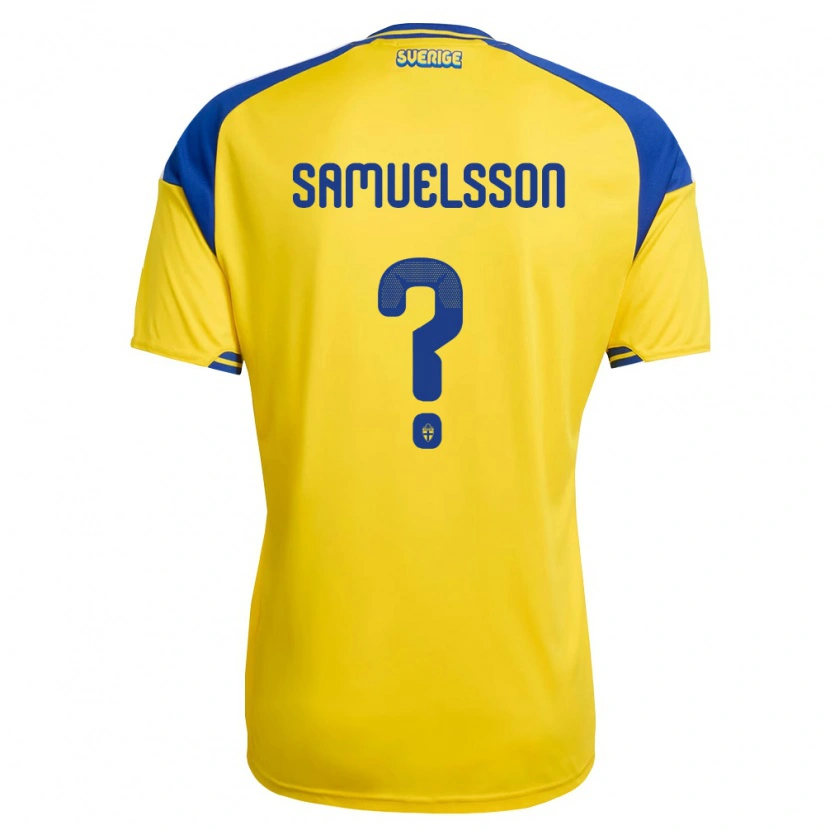 Danxen Kid Sweden Olle Samuelsson #0 Yellow Blue White Home Jersey 26-28 T-Shirt