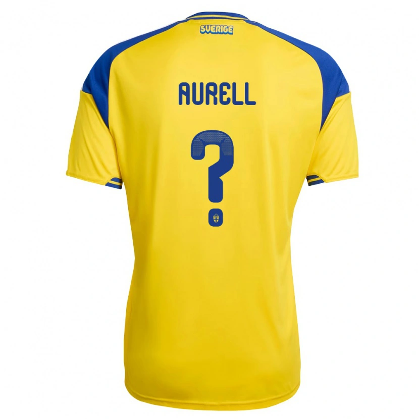 Danxen Kid Sweden Carl Aurell #0 Yellow Blue White Home Jersey 26-28 T-Shirt